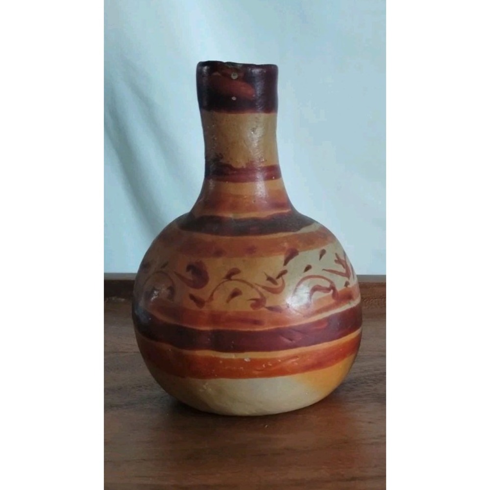 Mexican Pottery Shades Of Brown And Orange Vtg Stands About 4inches Tall
